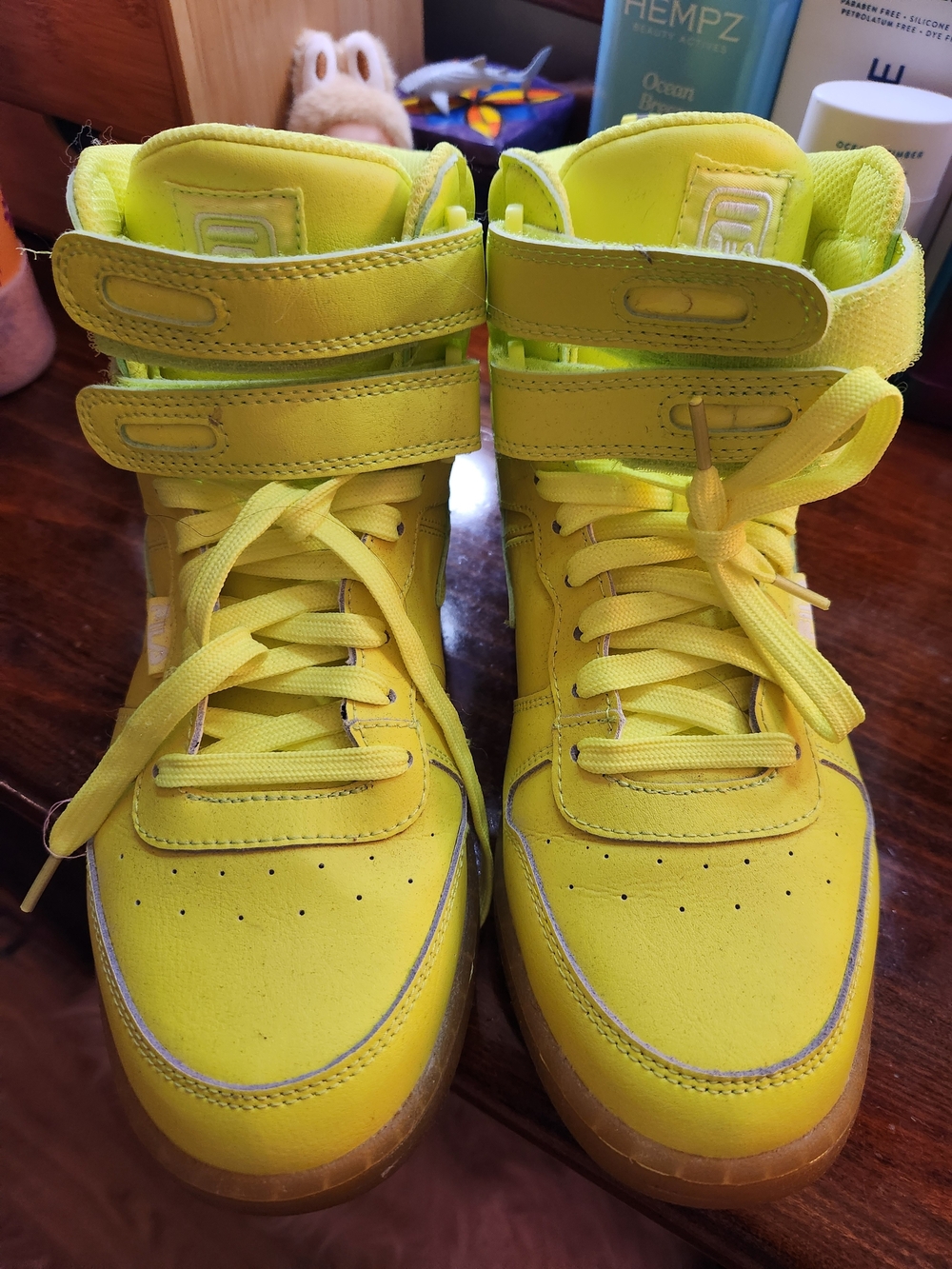 Fila Retro 80s High-Top Sneakers in Neon Yellow Like New